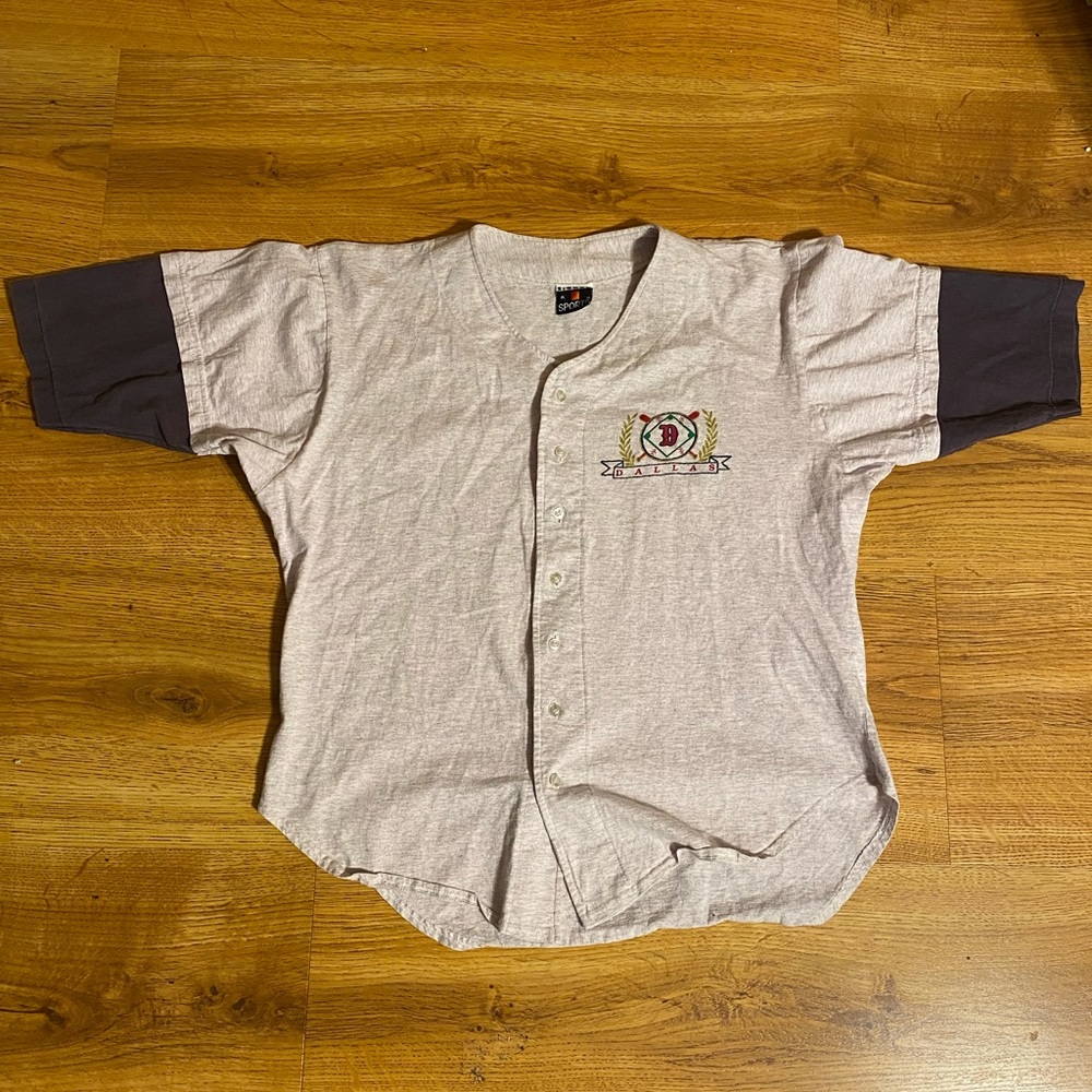 Vintage Dallas Baseball Jersey Button Down Shirt Size XL Made in USA